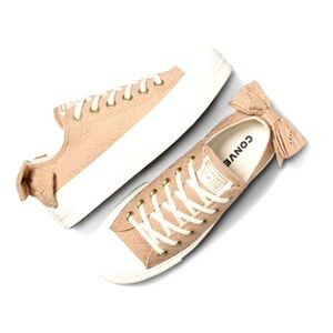 Converse Tan Sneakers with Bow